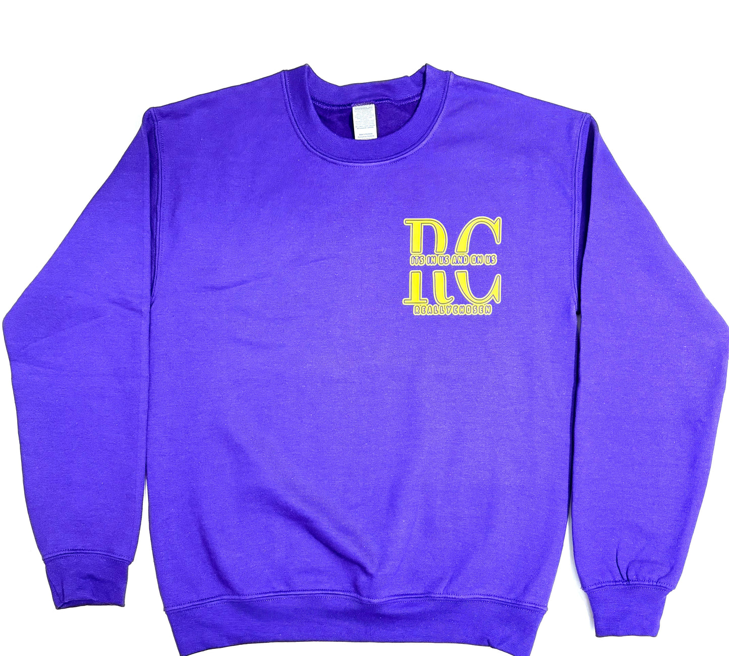 Purple sweater with "Really Chosen" text - spiritual and cozy