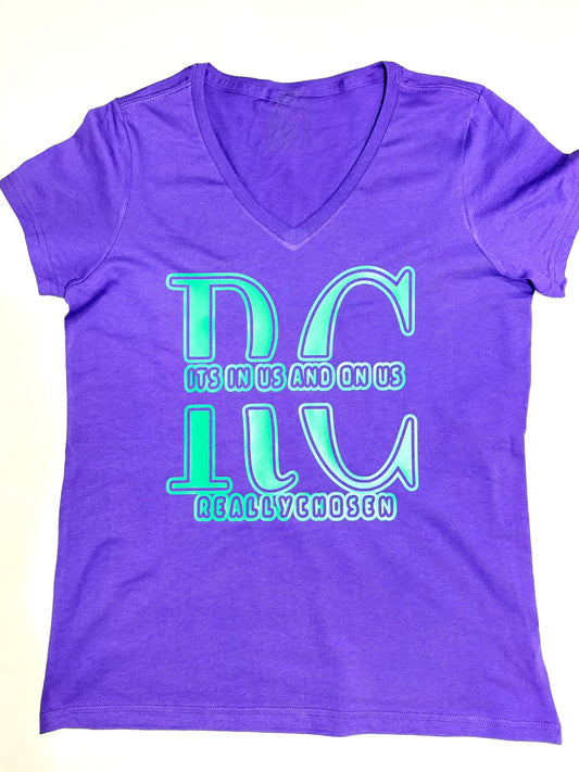 Purple t shirt with "Really Chosen" logo - resilience in style