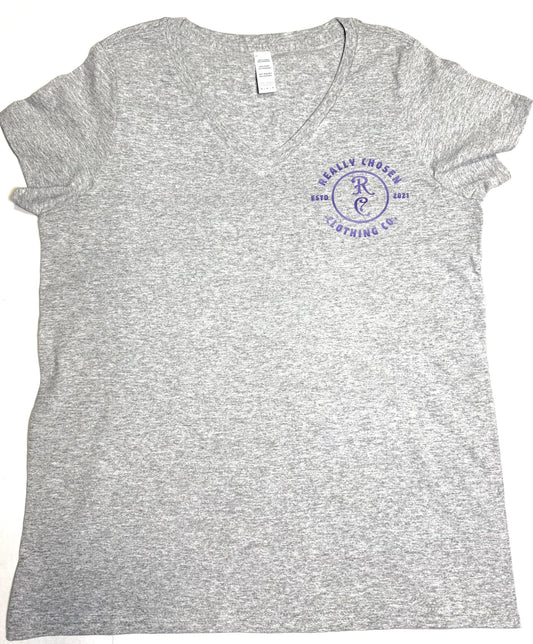 Gray t shirt with "Really Chosen" logo - motivational wear