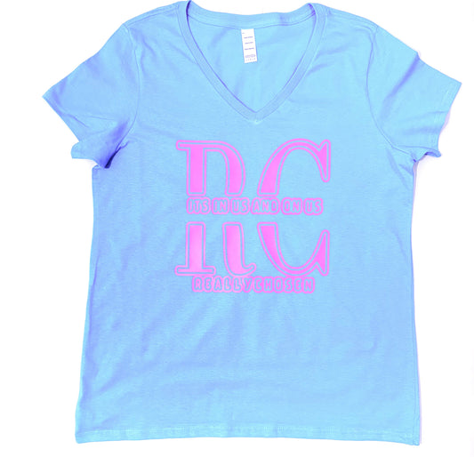Sky Blue t shirt pink "Really Chosen" slogan - uplifting faith-based design